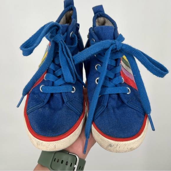 Mini Boden Blue Rainbow High Top Sneakers - Picture 3 of 9